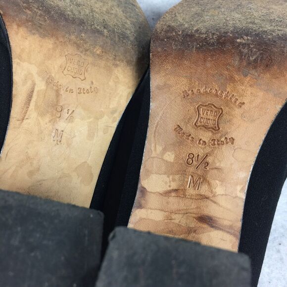 Vintage Saks Fifth Avenue Square Peep Toe Heels Size 8.5 M Black Block Pumps - Picture 8 of 8